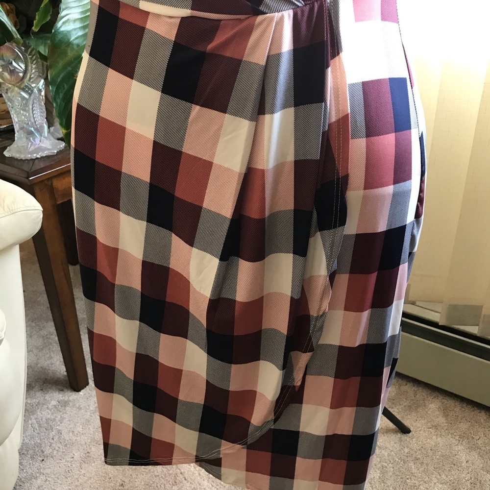 Plaid fitted Tulip Wrap Tank Dress Plus Size Polyester - Picture 6 of 7